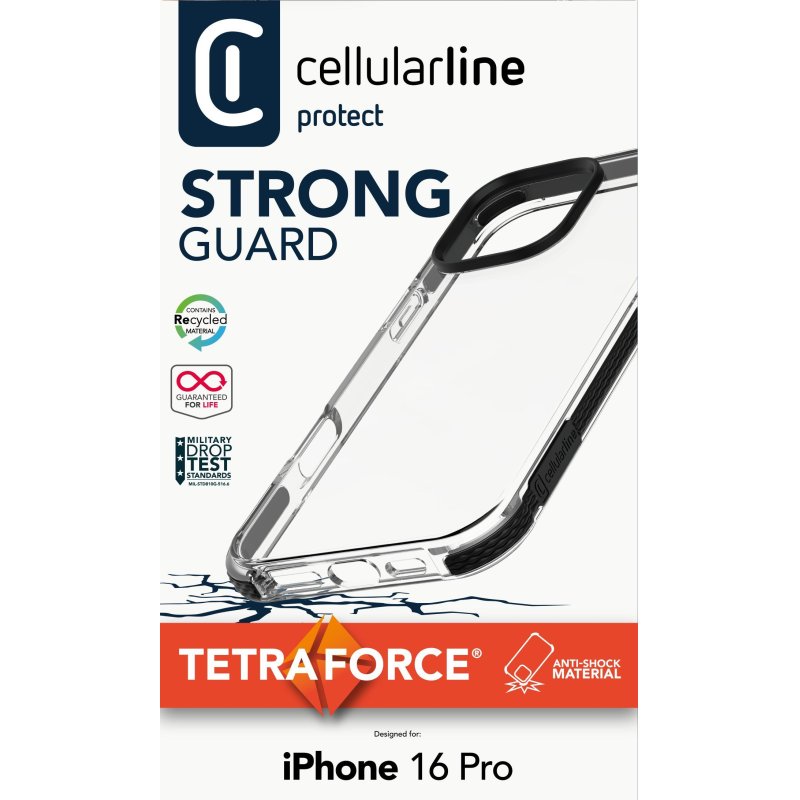 Cellularline Strong Guard Case iPhone 16 Pro Clear