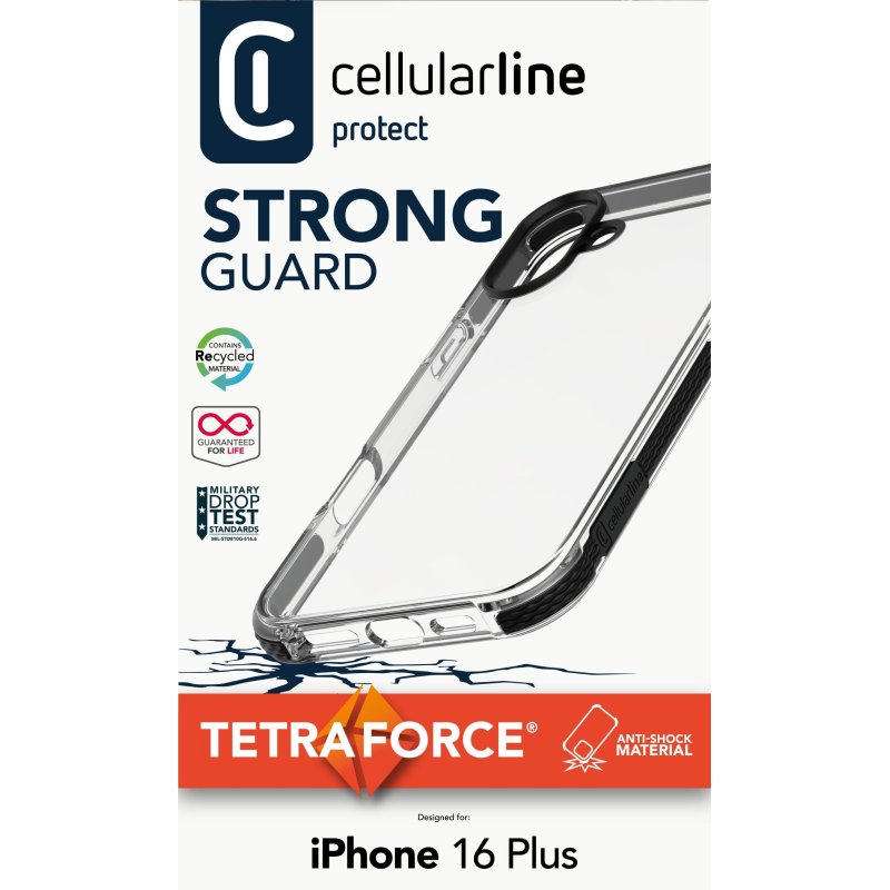 Cellularline Strong Guard Case iPhone 16 Plus Clear