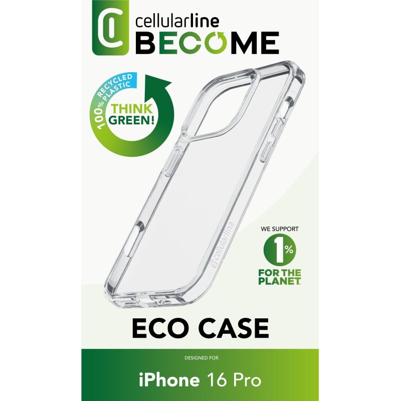 Cellularline Become Eco Case iPhone 16 Pro Clear