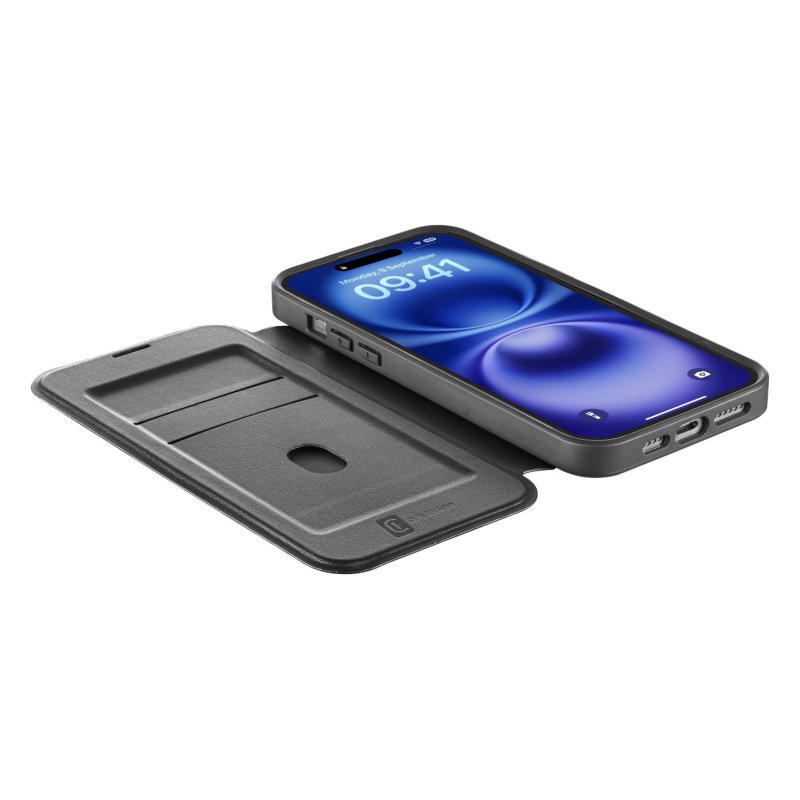 Cellularline Daily Mag - iPhone 16 Book cover with semi-transparent hard back compatible with Magsafe ecosystem