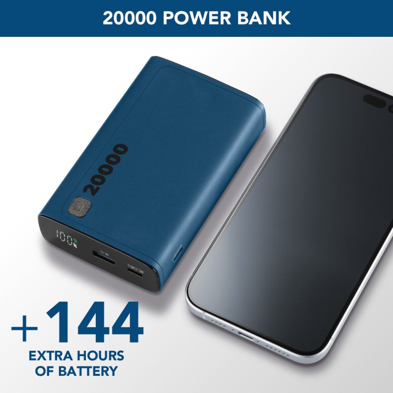 Cellularline Power Bank Elite 20000 PD Blue