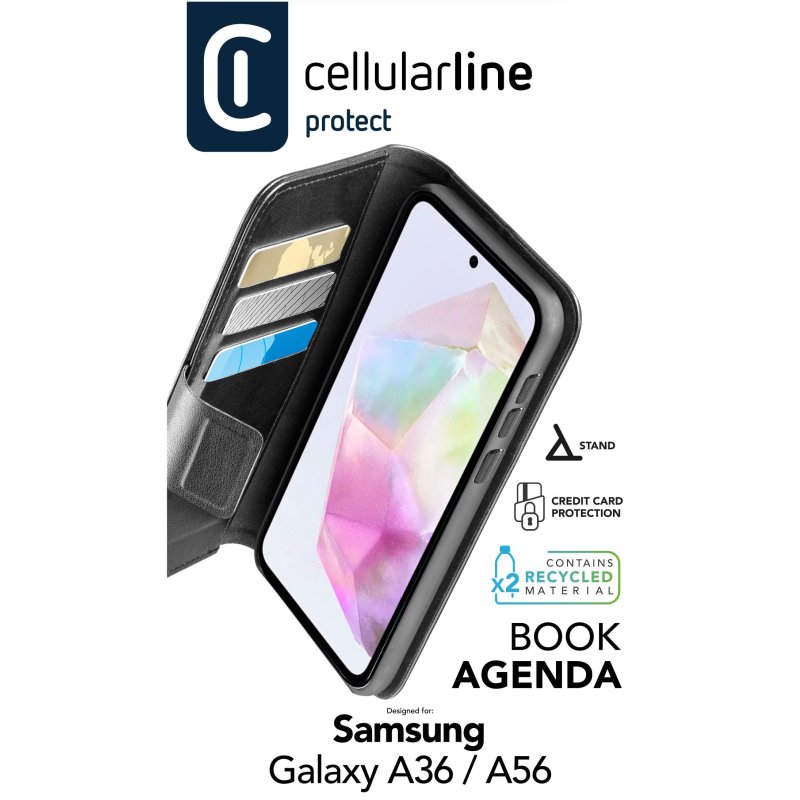 Cellularline Book Agenda 2 Case Samsung A36 5G/ A56 5G Black