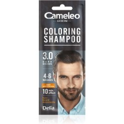 Cameleo Men Coloring Shampoo Dark Brown Hair Beard Mustache Visible Color in 10 Minutes Refreshes Lasts for 4 to 6