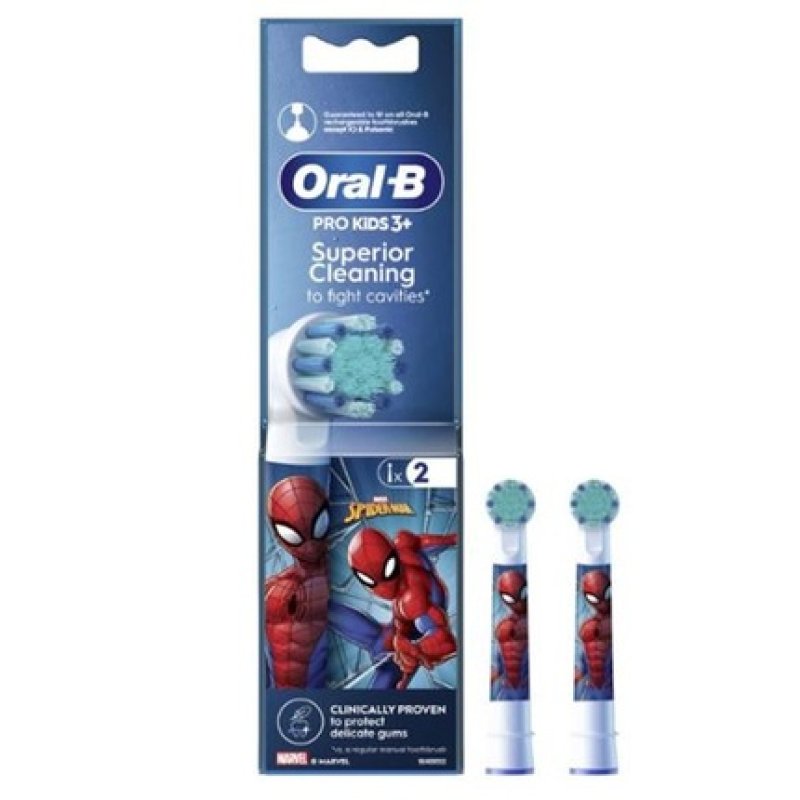 Oral-B Replacement Head For Electric Toothbrush For Spiderman - 2 Pieces For Children 3 Months And Older