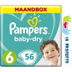 Pampers Baby-dry Diapers - Size 6 - 56 Pieces