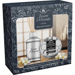 Tesori D'Oriente White Musk Diffuser With Fragrant Sticks - 250 Ml Candle 109 G