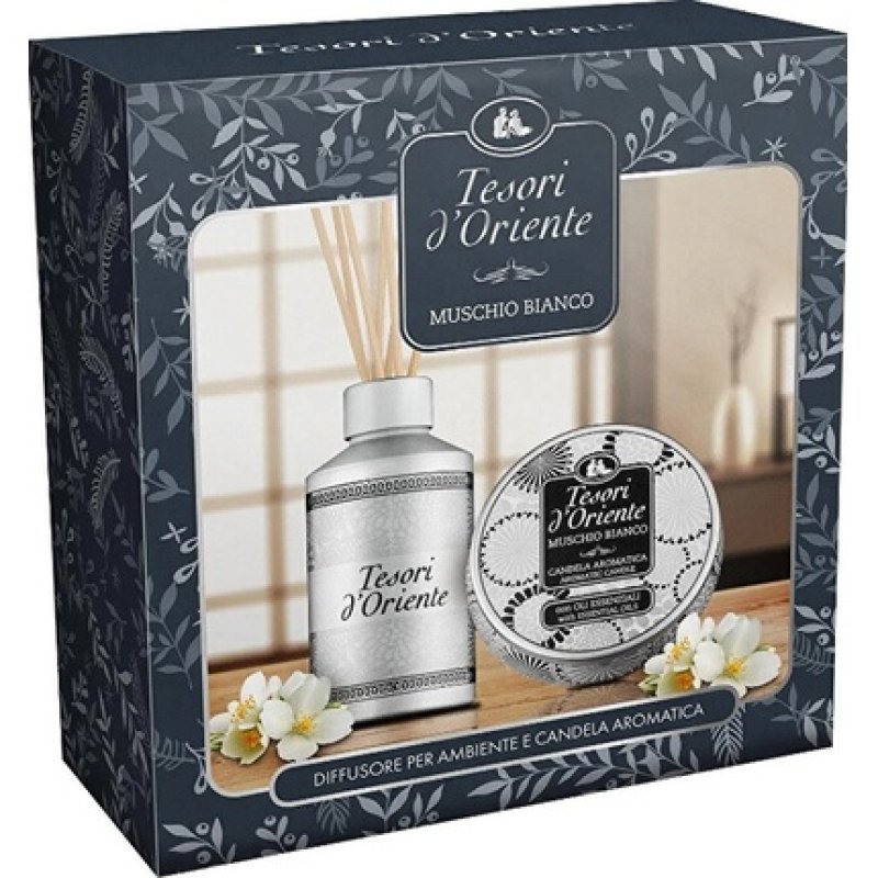 Tesori D'Oriente White Musk Diffuser With Fragrant Sticks - 250 Ml Candle 109 G