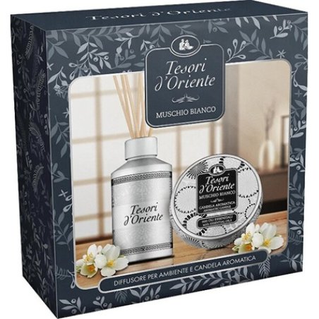 Tesori D'Oriente White Musk Diffuser With Fragrant Sticks - 250 Ml Candle 109 G