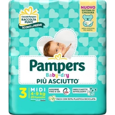 Pampers Babydry Size 3 Midi 4-9 kg 20 Nappies