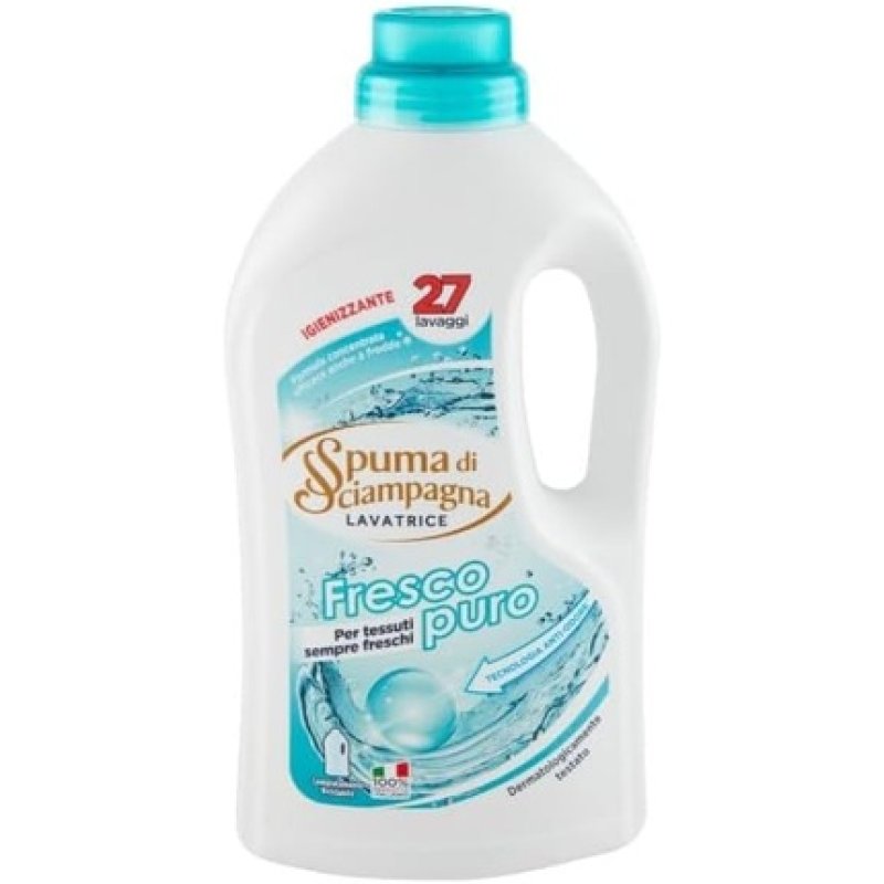 Spuma di Sciampagna Detersivo Lavatrice Fresco Puro Liquid Detergent Disinfectant 27 Washes 1215ml