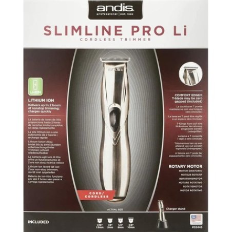 Andis D-8 Slim-Line Pro Li Cord/Cordless Rechargeable T-Blade Trimmer for Men Women Kids with Carbon Steel Blade Bump