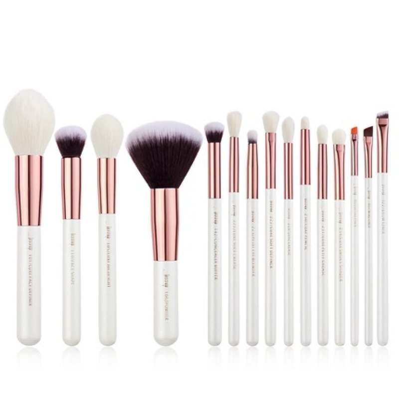 Jessup Brand 15Pcs Pearl White/Rose Gold Professional Makeup Brushes Set