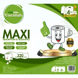 Herzberg Essentials HG-ETP300: Pack of 6 Unscented 4-Ply Biodegradable Cellulose Paper Towel Roll