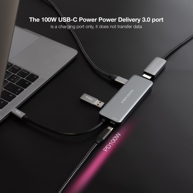 Adaptateur USB-C 3.2 Nanocable vers HDMI, USB Type A/C (Gris)