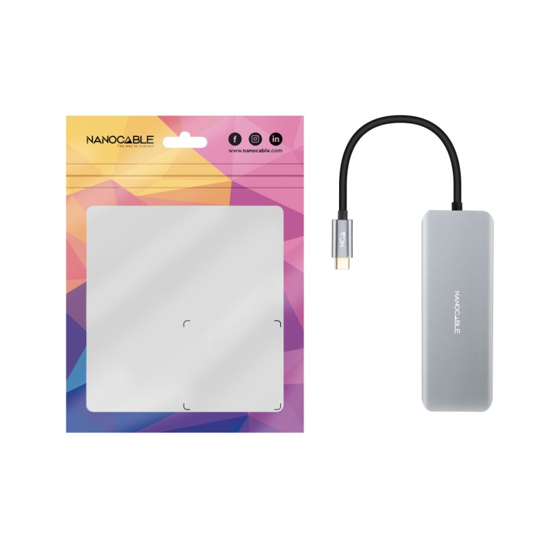 Adaptateur USB-C 3.2 Nanocable vers HDMI, USB Type A/C (Gris)