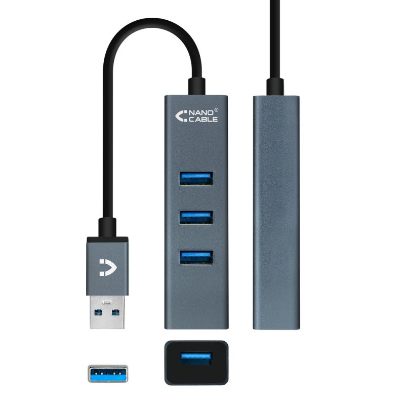 Hub USB 3.0 Nanocable - 4 ports (Gris)