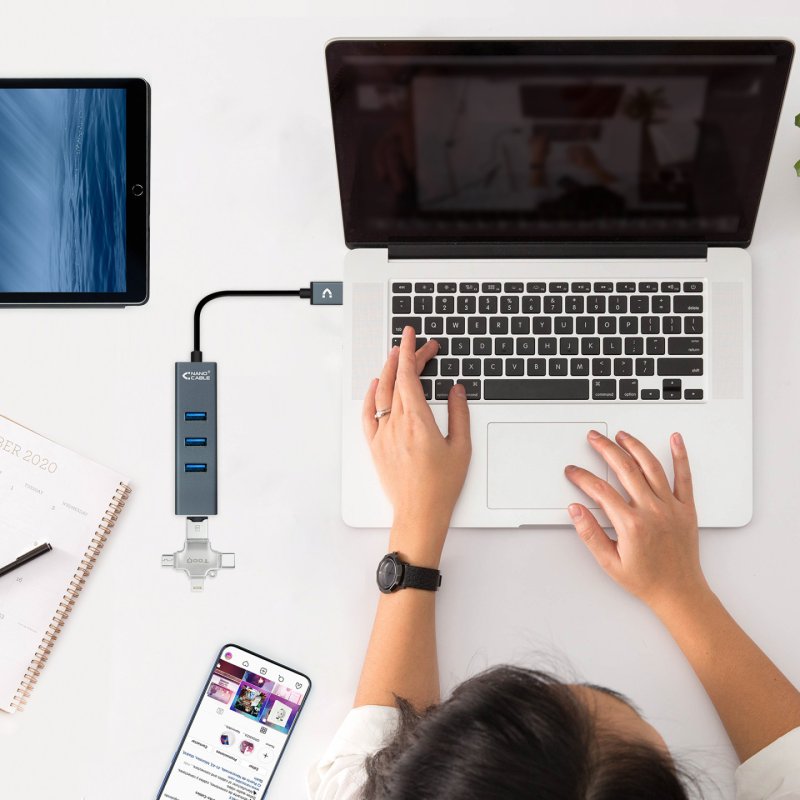 Hub USB 3.0 Nanocable - 4 ports (Gris)