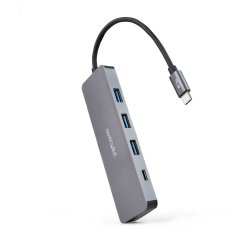 Nanocable USB-C Hub to 3xUSB3.0/F 1xUSB-C/F Aluminum 10 cm, Gray