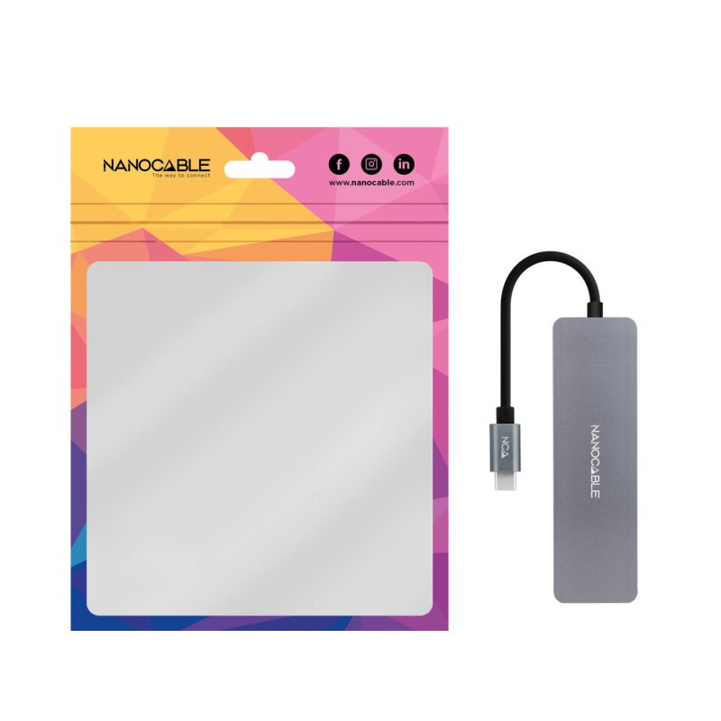 Nanocable 10.16.4409 hub & concentrateur USB 3.2 Gen 1 (3.1 Gen 1) Type-C 5 Mbit/s Gris