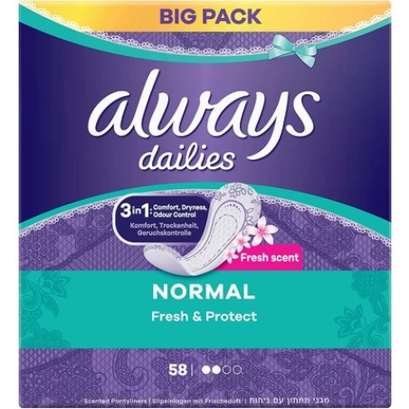 Always Dailies Fresh and Protect Normal Fresh Panty Liners 58 Count