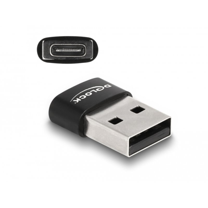 DeLOCK USB 2.0 Adapter USB Type-A male to USB Type-C female black