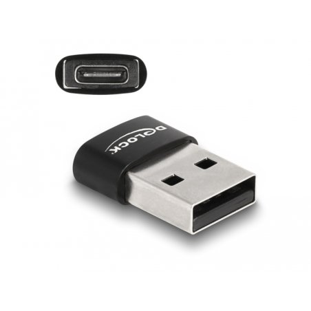 DeLOCK USB 2.0 Adapter USB Type-A male to USB Type-C female black