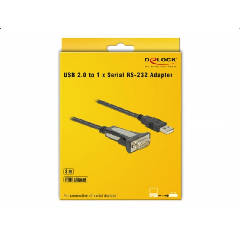 DELOCK Adapter USB 2.0 Typ-A zu 1 x Seriell RS-232 DB9 3 m