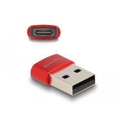 DeLOCK USB 2.0 Adapter USB Type-A male to USB Type-C female red