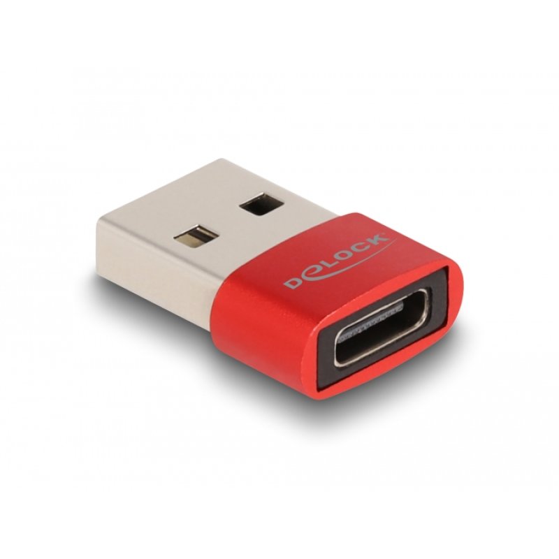 DeLOCK USB 2.0 Adapter USB Type-A male to USB Type-C female red