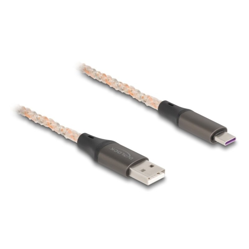 DeLOCK Câble USB 2.0 Type-A vers USB Type-C avec illumination RGB, 1 m