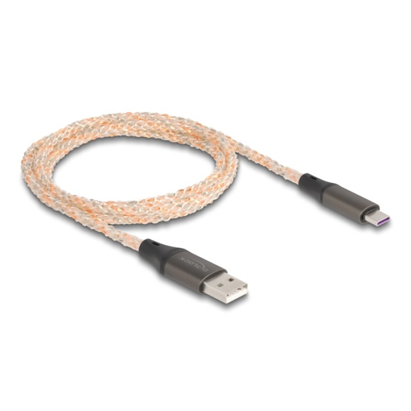 DeLOCK Câble USB 2.0 Type-A vers USB Type-C avec illumination RGB, 1 m