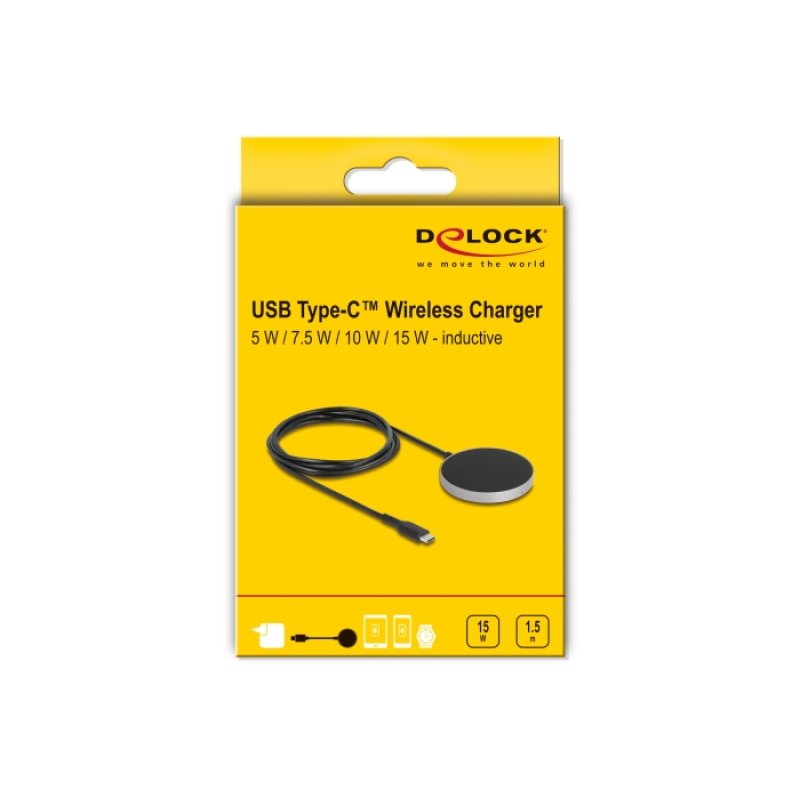 DELOCK Wireless Charger mit 5 W / 7.5 W / 10 W / 15 W - Induktives Ladepad