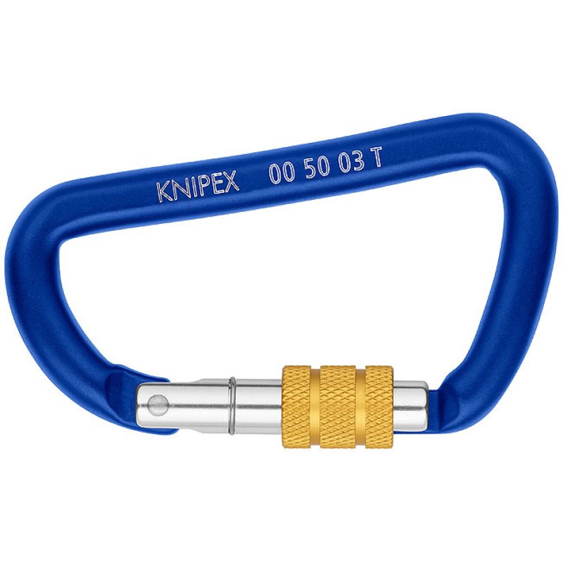 Knipex 00 50 03 T BK climbing carabiner Locking carabiner D-shaped Aluminium Blue 2 pc(s)