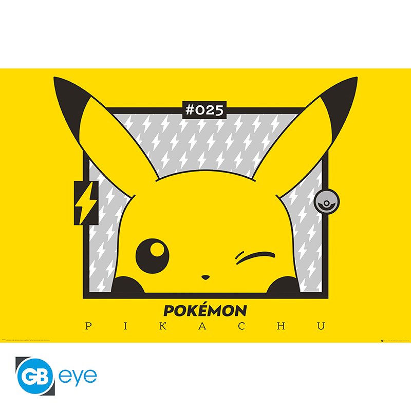 Pikachu Wink Poster - Yellow - 91.5x61 cm