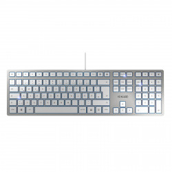 CHERRY KC 6000 Slim keyboard USB AZERTY French Silver, White