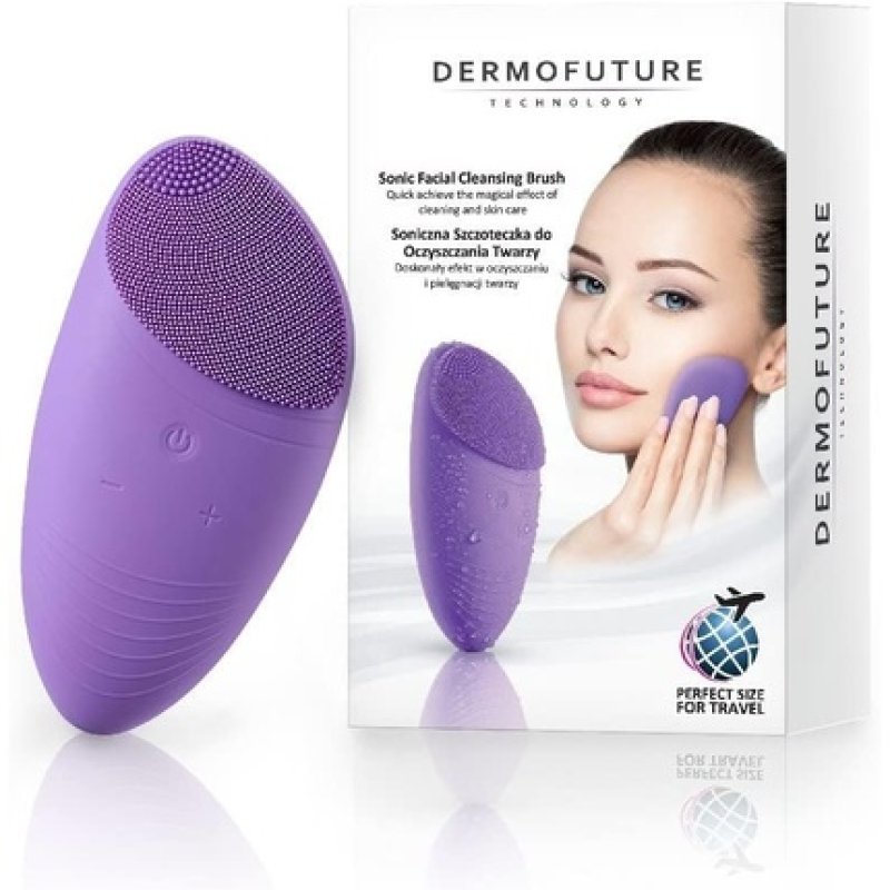 Dermofuture Sonic Brush for Face Cleansing Perfect Size for Travel Violet