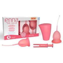 Enna Cycle Easy Menstrual Cup Size M with Mounting Cups, Applicator, Sterilizer, and Transport Box