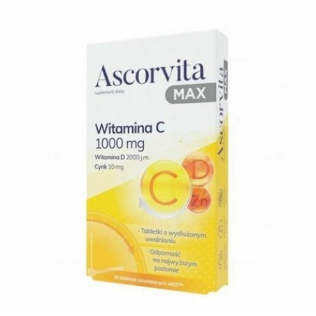 Ascorvita Max Immune System Vitamin C 1000mg with Vitamin D 30 Tablets