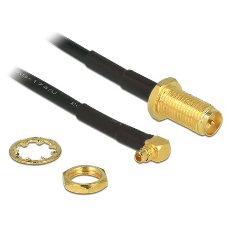 DELOCK Antennenkabel RP-SMA Buchse zum Einbau MMCX 90 Stecker 320mm