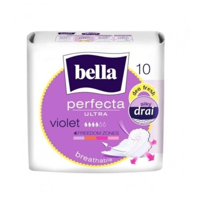 Bella Perfecta Ultra Violet Winged Sanitary Pads - 10 Comfort Pack For Discreet Protection