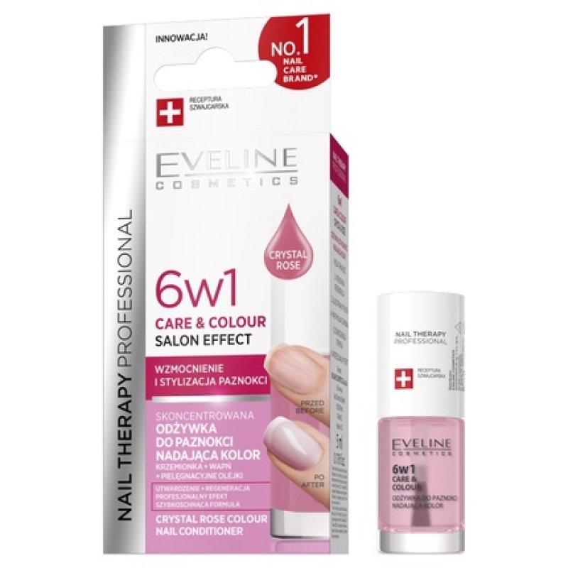 Eveline Nail Therapy 6 In 1 Care & Colour Concentrated Nail Treatment Crystal Rose 5ml