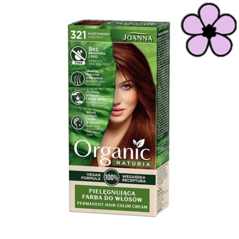 Joanna Naturia Organic Permanent Hair Dye Set Ammonia/PPD Free 321 Chestnut