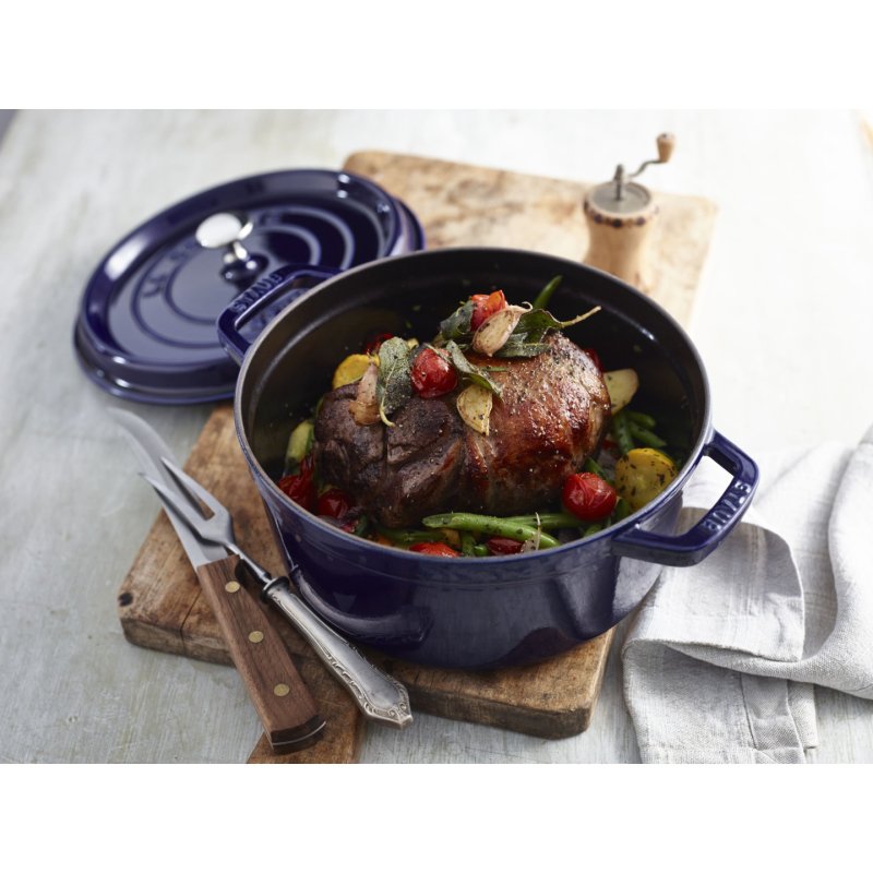 Staub 24 cm Round Cast Iron Cocotte Dark-Blue