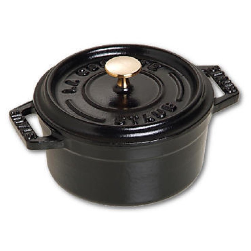 Staub Mini Cocotte 10cm rund schwarz. Gusseisen