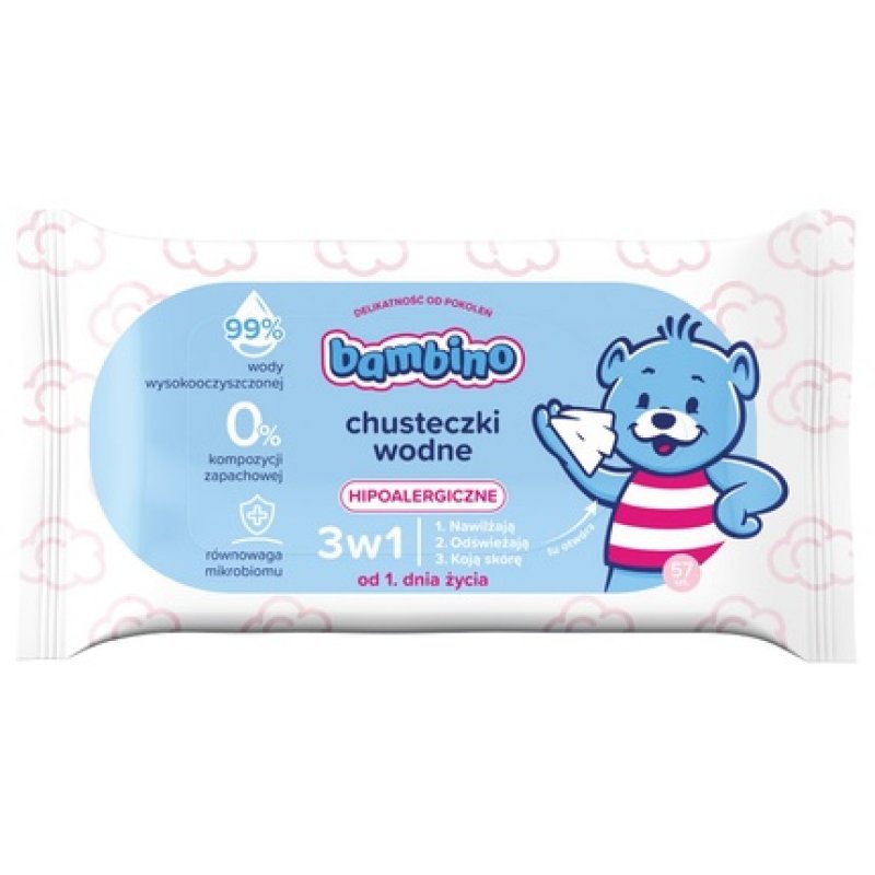 Bambino Wet Wipes 3 In 1 - 57 Pieces