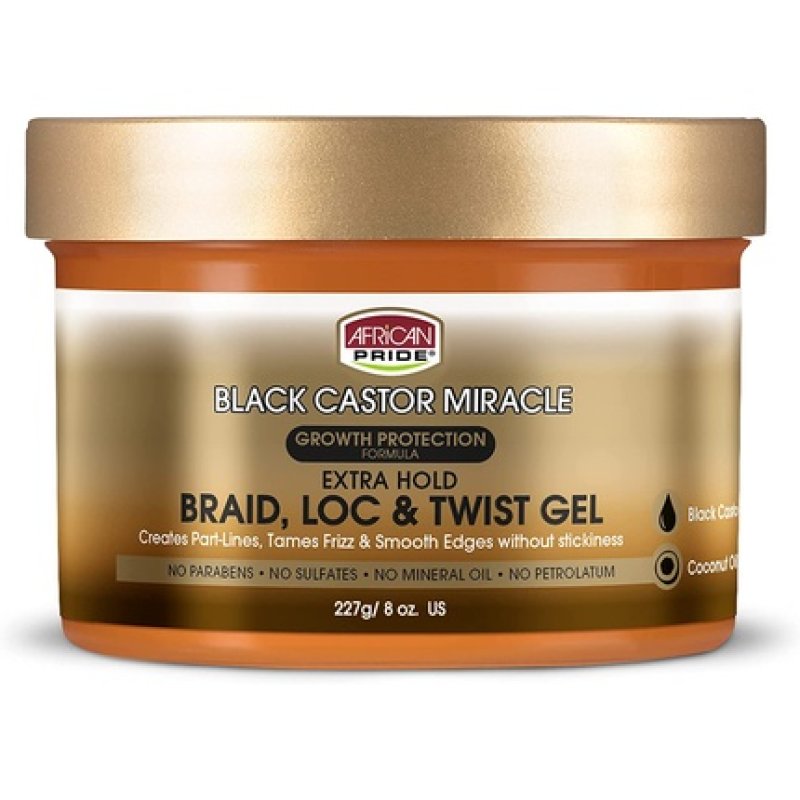 African Pride Black Castor Miracle Braid Lock Twist Gel 8oz