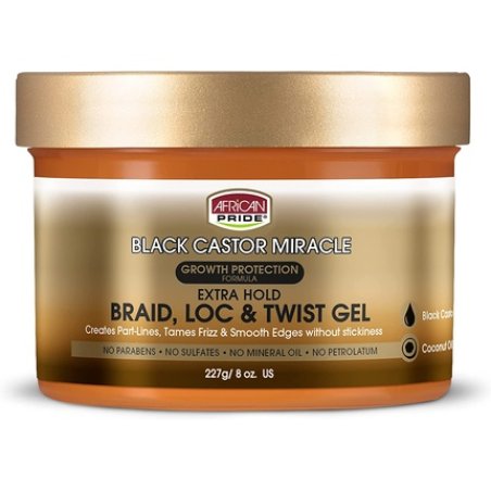 African Pride Black Castor Miracle Braid Lock Twist Gel 8oz