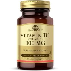 Solgar Vitamin B1 Energy Metabolism and Heart Function Support 100mg 100 Vegan Capsules - 3 Month Supply