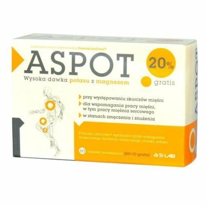 ASPOT Magnesium Potassium Nervous System Stress Blood Pressure Muscles 60 Tablets