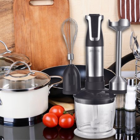 Royalty Line RL-ESMS800BLK: 3-in-1 Hand Blender Set - Power Whisk, Immersion Blender, Chopper - Black